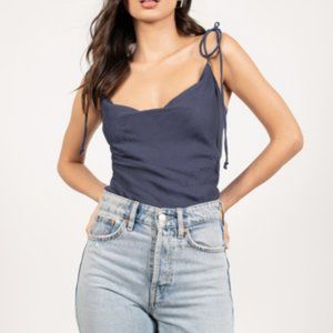 TOBI LILA COWL NECK TOP IN NAVY